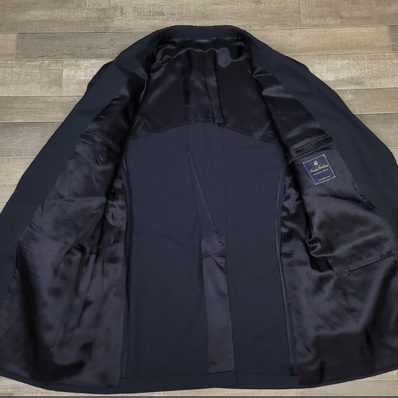 Brooks Brothers Mens Suit 40R 34W Blue Cotton Brookscool Poplin 2pc Blazer Pants - Picture 3 of 14